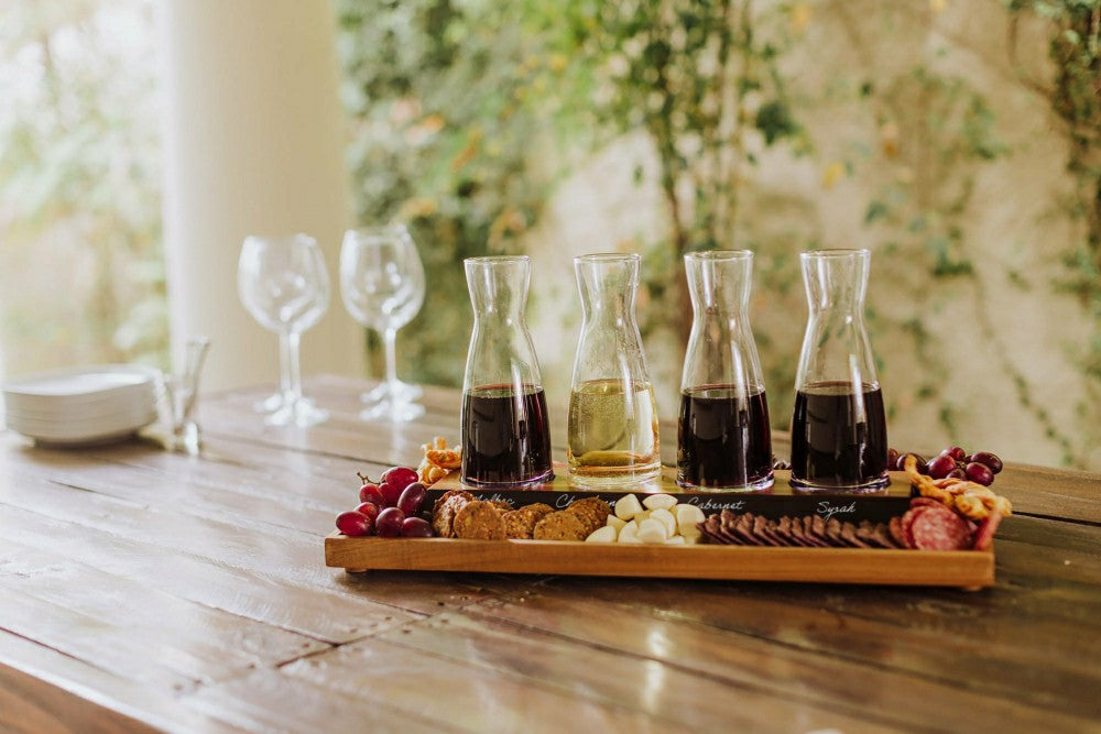 Plow & Hearth Cava Wine Tasting Kit with 4 Glass Carafes