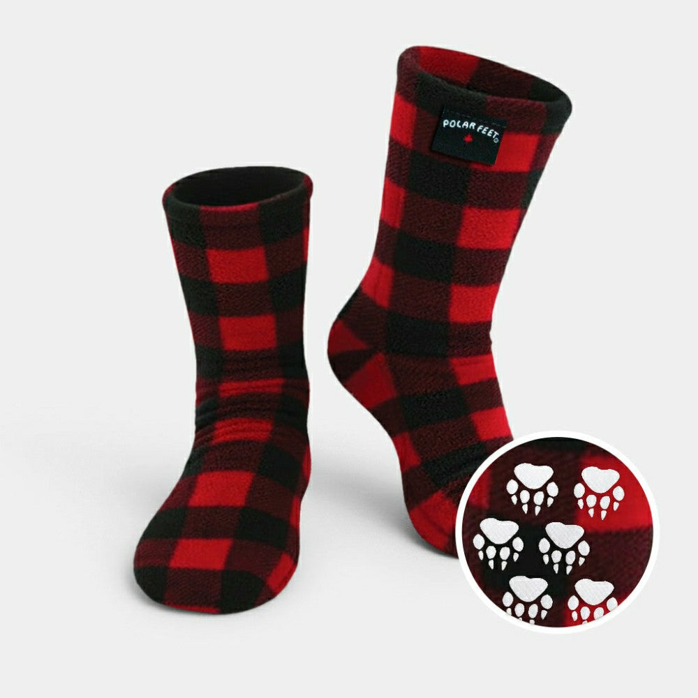 Plow & Hearth Polar Feet SUPER STRETCHY Fleece Socks - Lumberjack