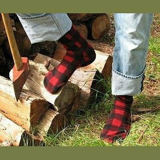 Plow & Hearth Polar Feet SUPER STRETCHY Fleece Socks - Lumberjack