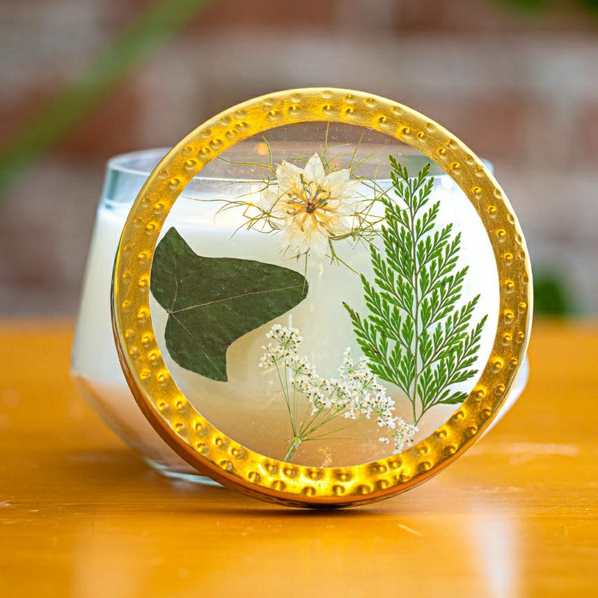 Plow & Hearth Forest Large Pressed Floral Candle