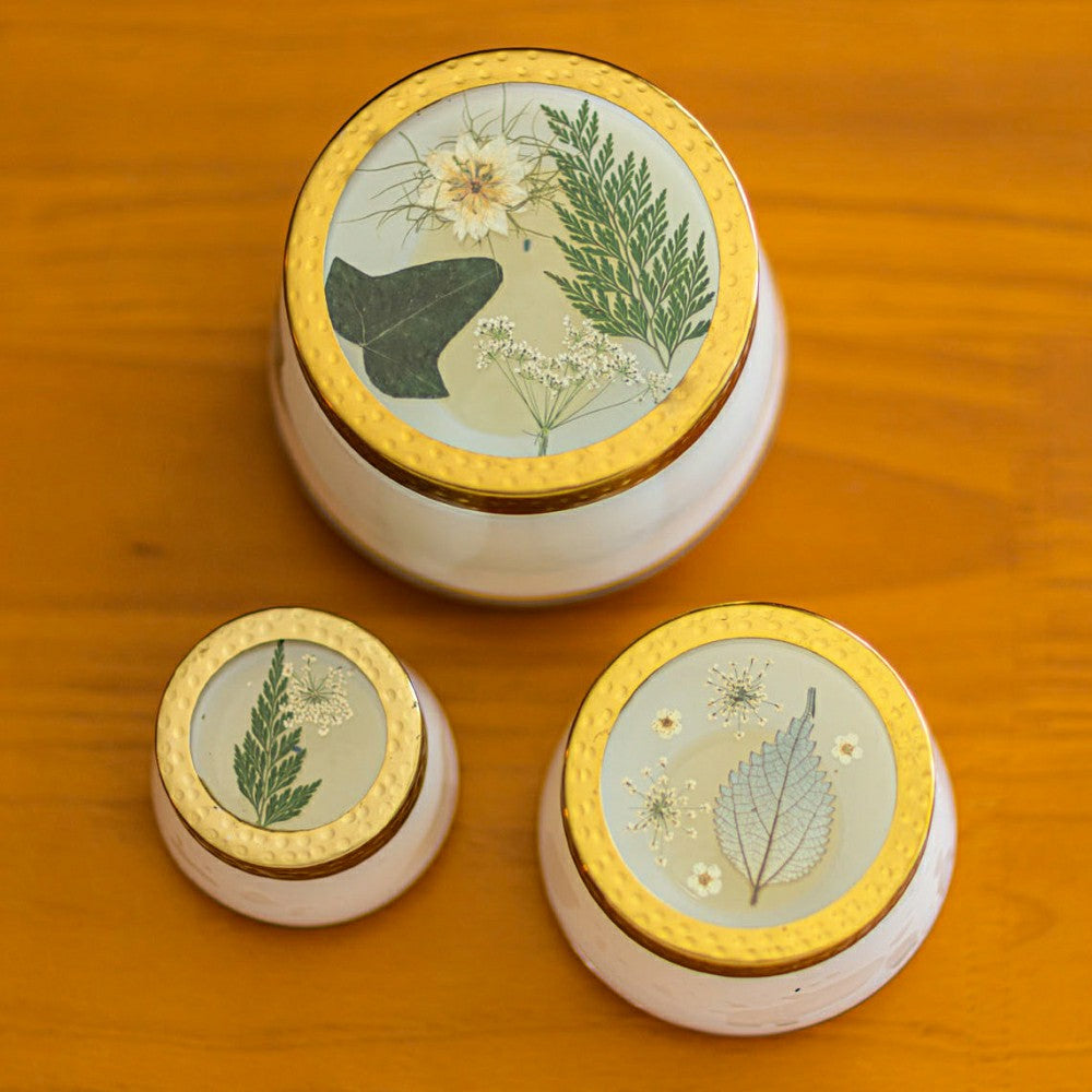 Plow & Hearth Forest Large Pressed Floral Candle