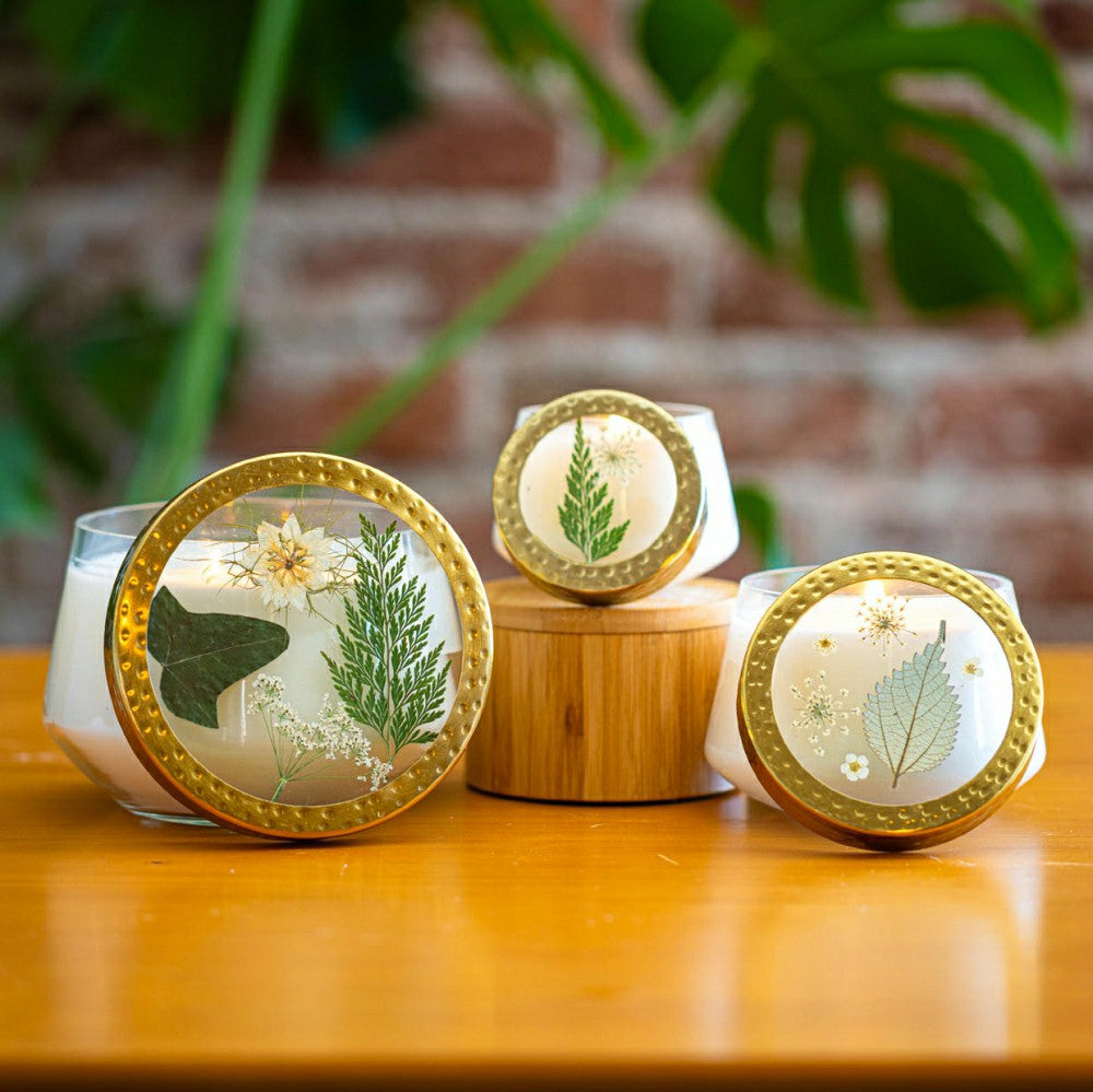 Plow & Hearth Forest Medium Pressed Floral Candle