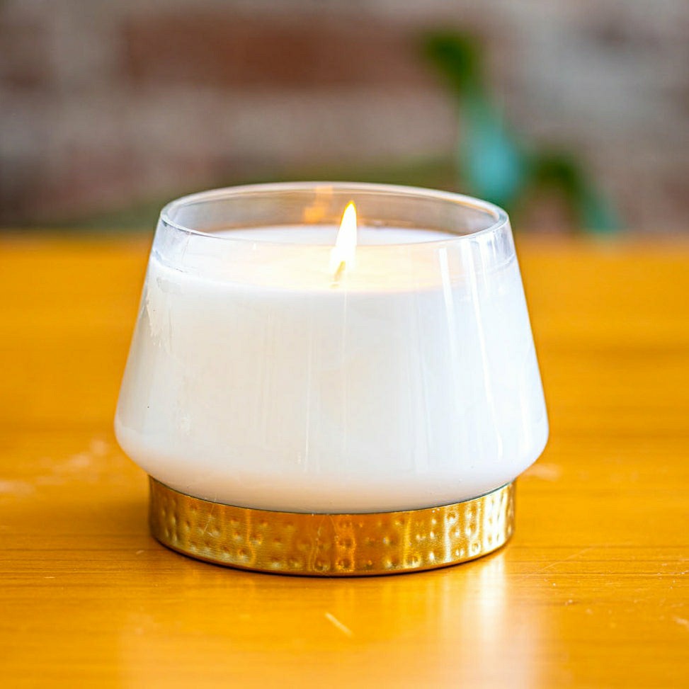 Plow & Hearth Forest Medium Pressed Floral Candle