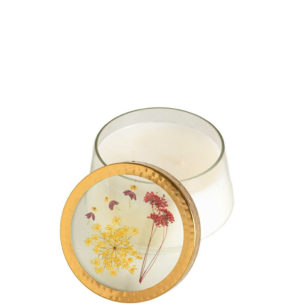 Plow & Hearth Spicy Apple Large Pressed Floral Candle