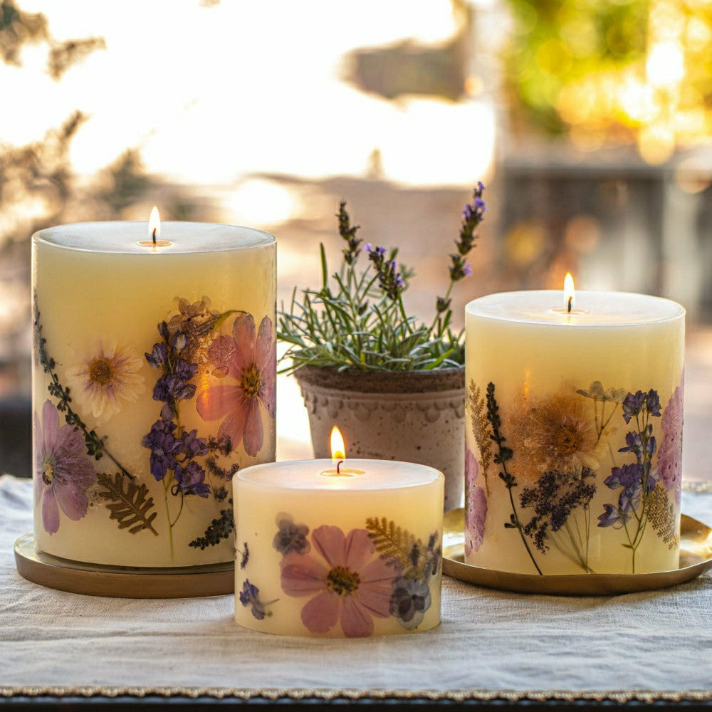 Plow & Hearth Roman Lavender Medium Round Botanical Candle