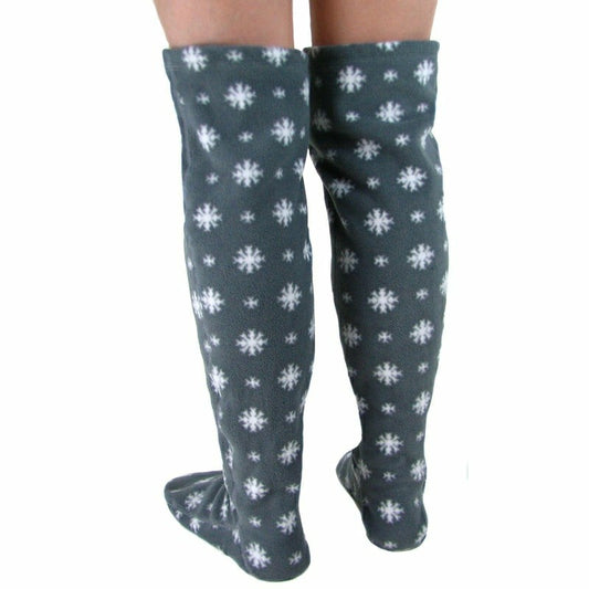 Plow & Hearth Over The Knee Fleece Socks - Snow