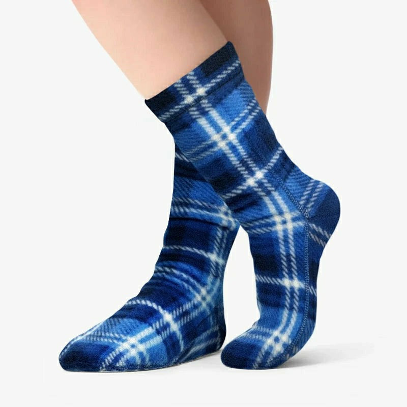 Plow & Hearth Polar Feet SUPER STRETCHY Fleece Socks - Flannel