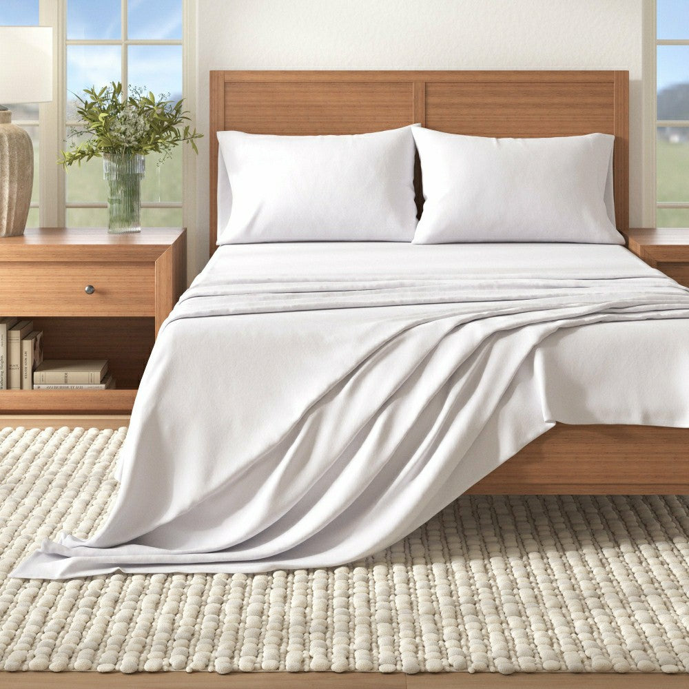 Plow & Hearth 4-Piece Cotton Solid Flannel Sheet - Nordic Collection