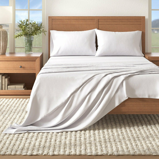Plow & Hearth 4-Piece Cotton Solid Flannel Sheet - Nordic Collection