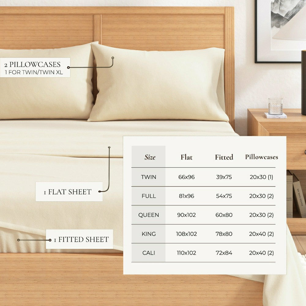 Plow & Hearth 4-Piece Cotton Solid Flannel Sheet - Nordic Collection