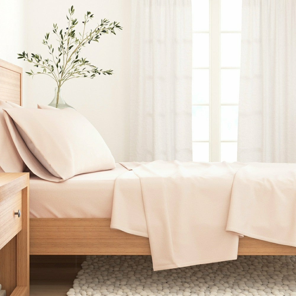 Plow & Hearth 4-Piece Cotton Solid Flannel Sheet - Nordic Collection