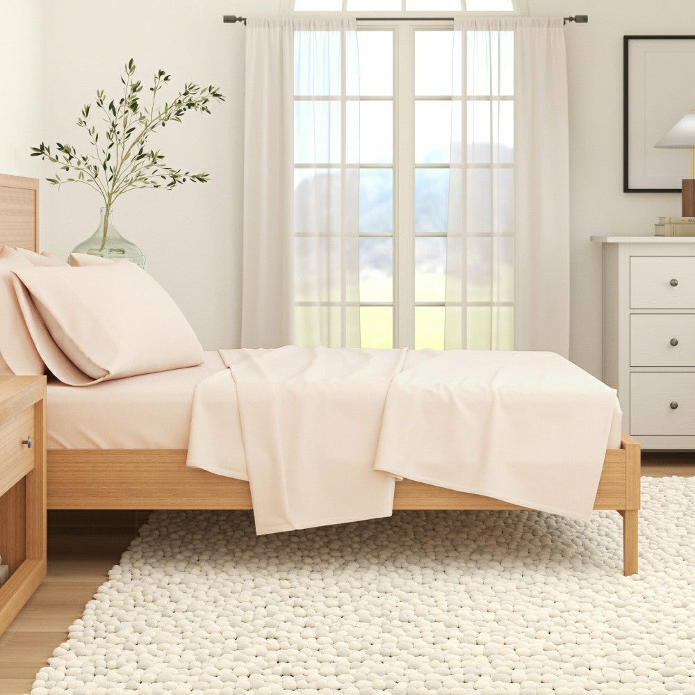 Plow & Hearth 4-Piece Cotton Solid Flannel Sheet - Nordic Collection