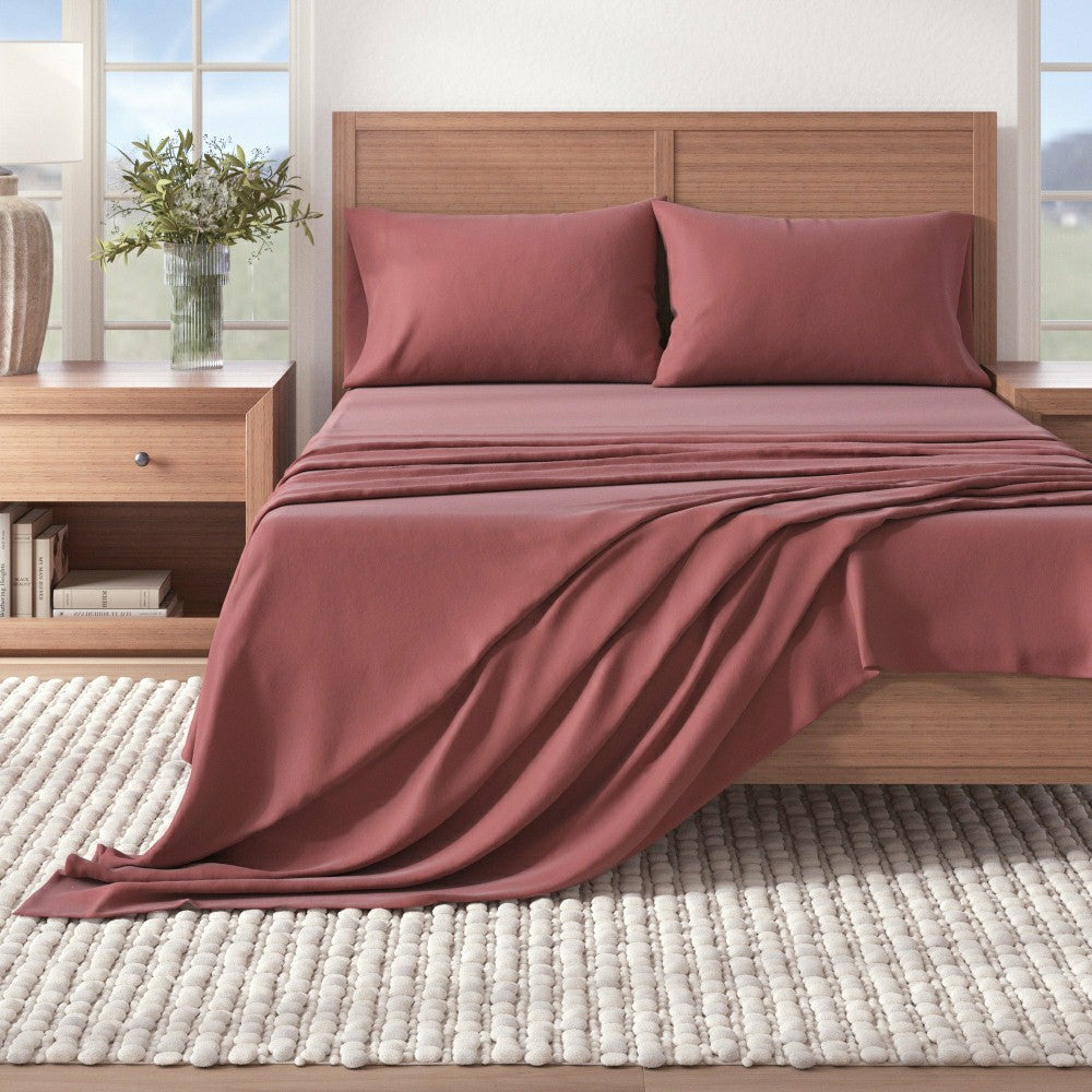 Plow & Hearth 4-Piece Cotton Solid Flannel Sheet - Nordic Collection