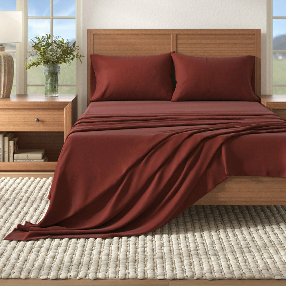 Plow & Hearth 4-Piece Cotton Solid Flannel Sheet - Nordic Collection