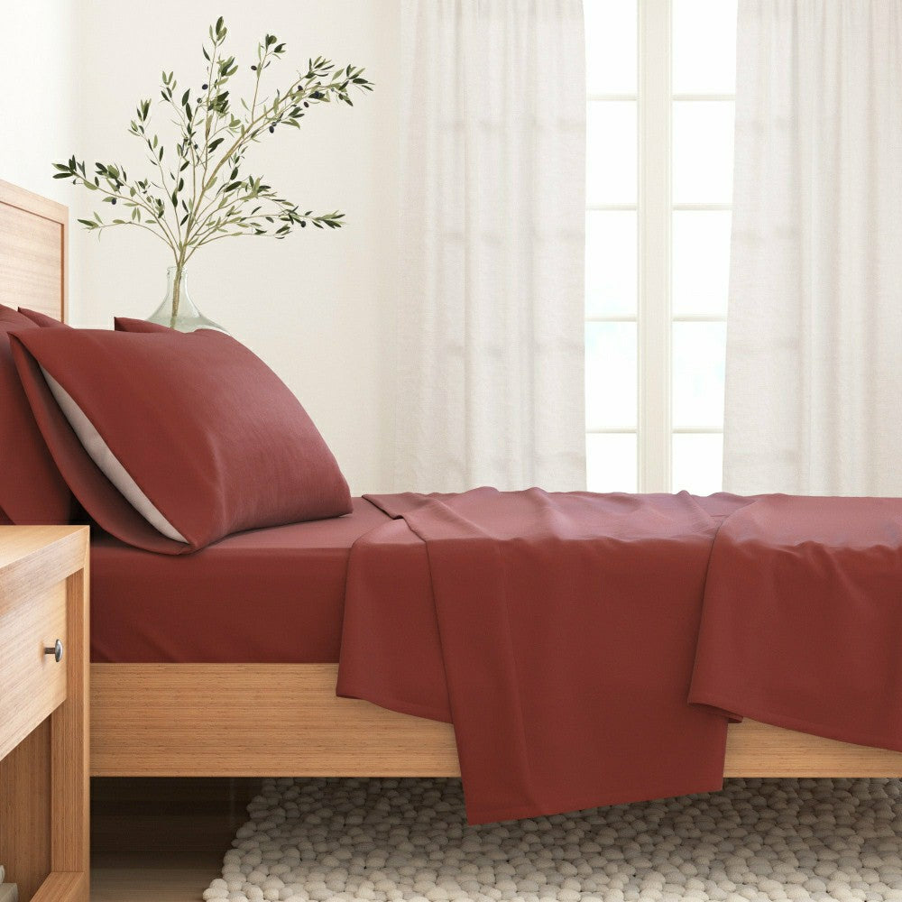 Plow & Hearth 4-Piece Cotton Solid Flannel Sheet - Nordic Collection