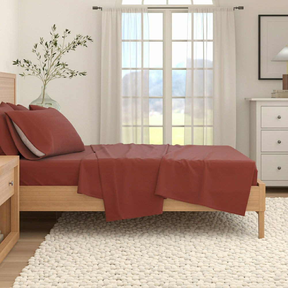 Plow & Hearth 4-Piece Cotton Solid Flannel Sheet - Nordic Collection