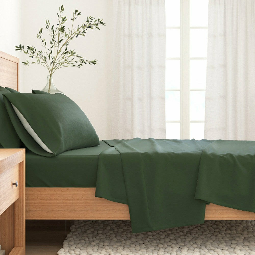Plow & Hearth 4-Piece Cotton Solid Flannel Sheet - Nordic Collection