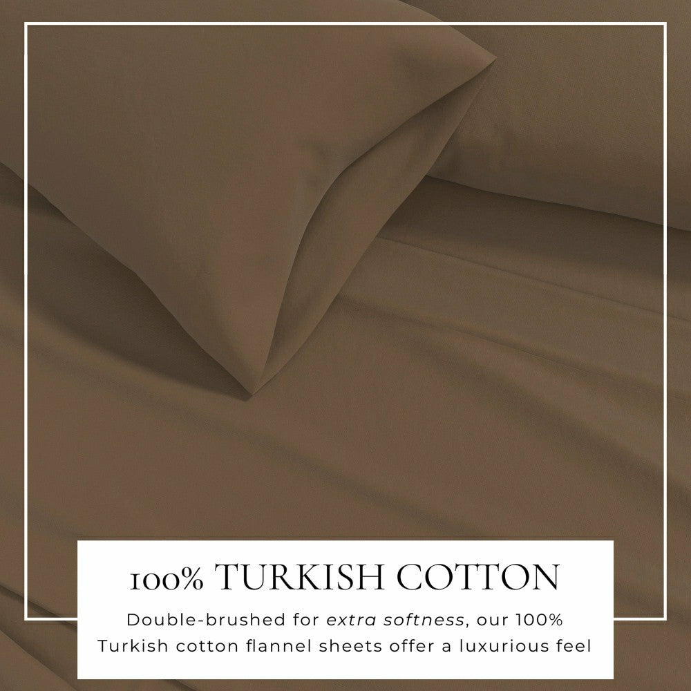 Plow & Hearth 4-Piece Cotton Solid Flannel Sheet - Nordic Collection