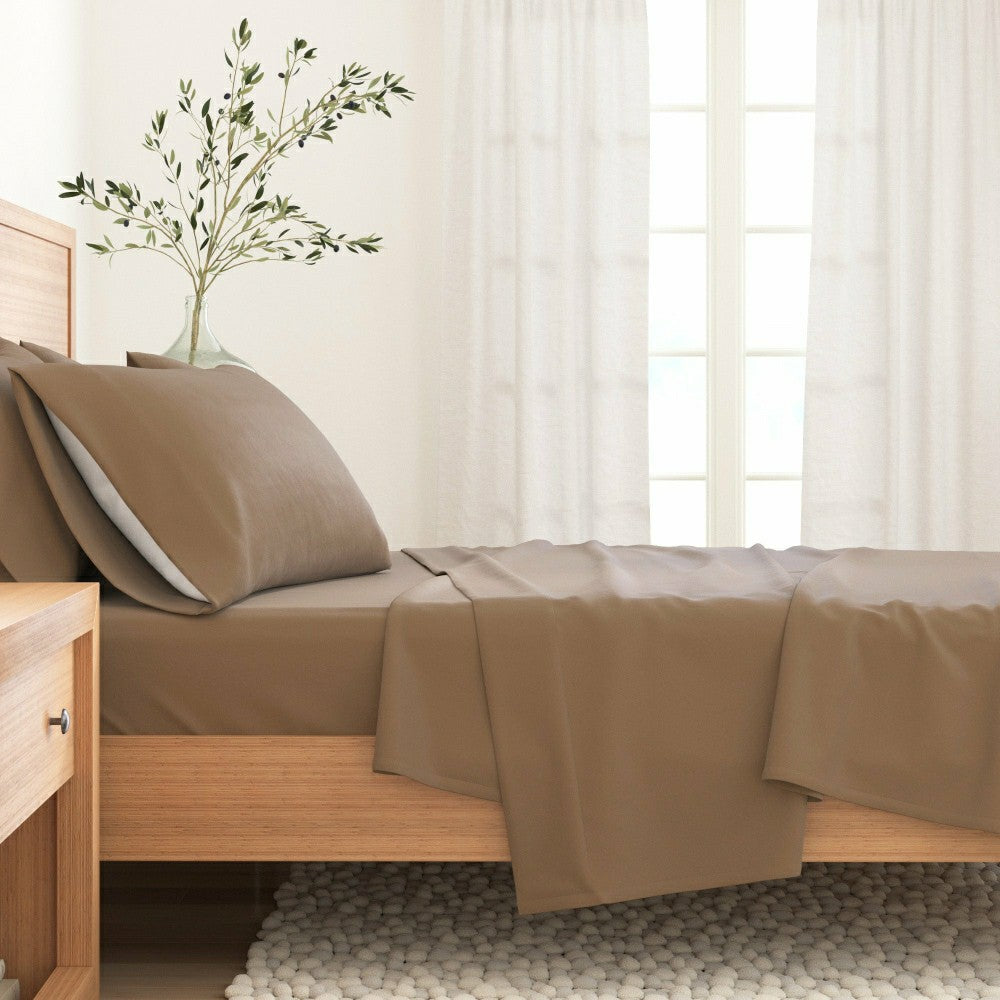 Plow & Hearth 4-Piece Cotton Solid Flannel Sheet - Nordic Collection