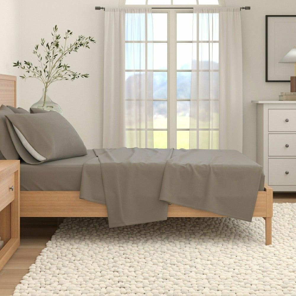 Plow & Hearth 4-Piece Cotton Solid Flannel Sheet - Nordic Collection