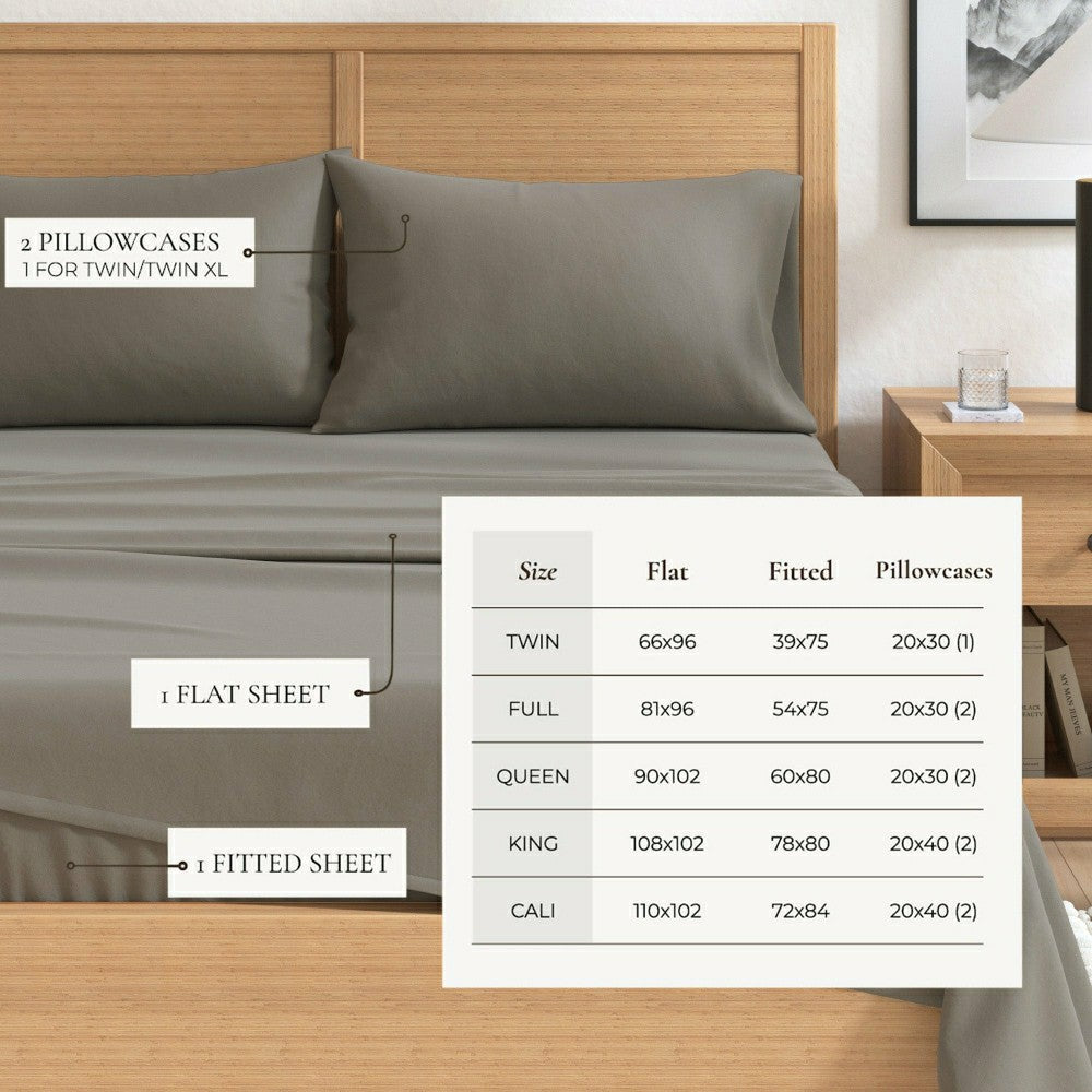 Plow & Hearth 4-Piece Cotton Solid Flannel Sheet - Nordic Collection