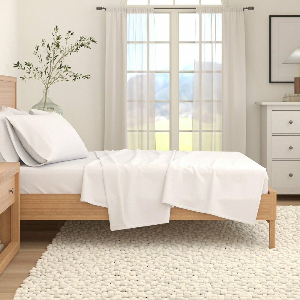Plow & Hearth 4-Piece Cotton Solid Flannel Sheet - Nordic Collection