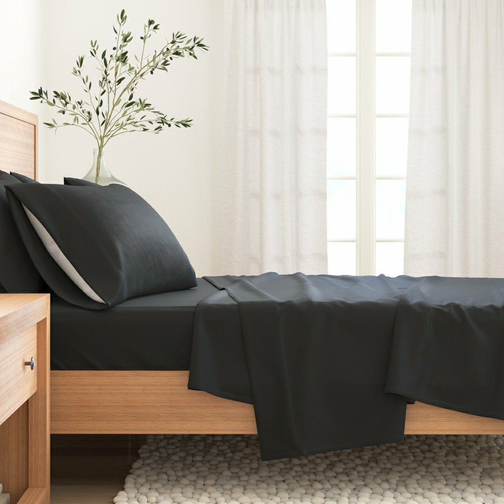 Plow & Hearth 4-Piece Cotton Solid Flannel Sheet - Nordic Collection