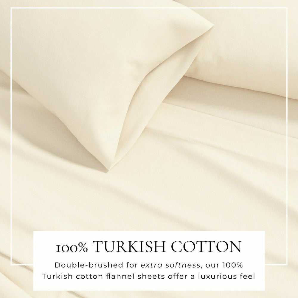 Plow & Hearth 4-Piece Cotton Solid Flannel Sheet - Nordic Collection