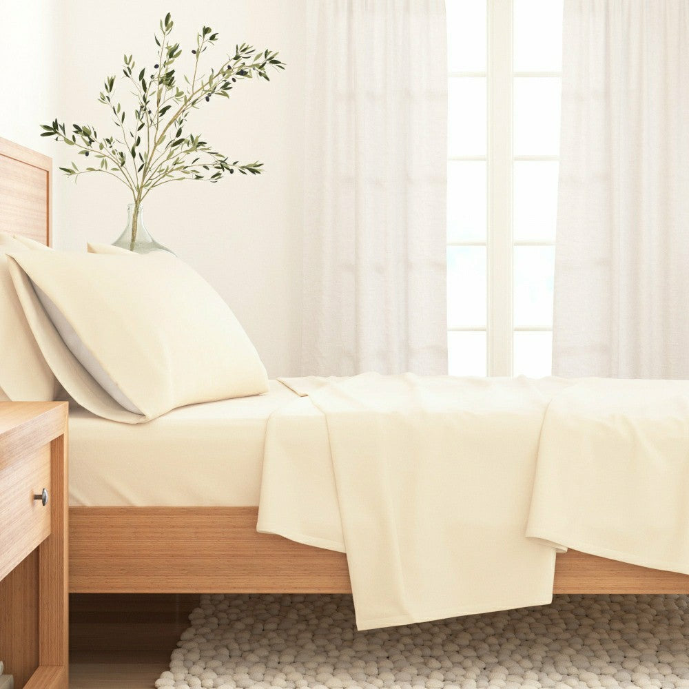 Plow & Hearth 4-Piece Cotton Solid Flannel Sheet - Nordic Collection