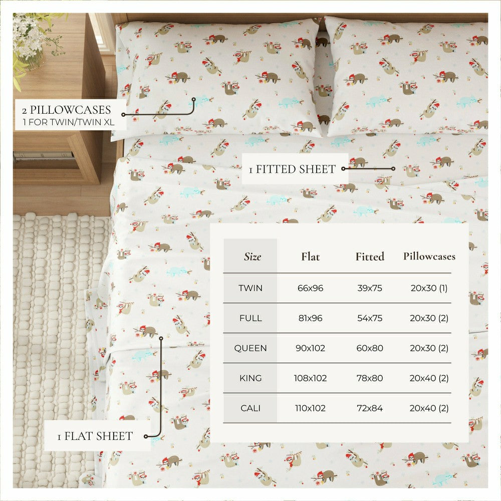 Plow & Hearth 4-Piece Turkish Cotton Christmas Flannel Sheet - Whittaker Collection