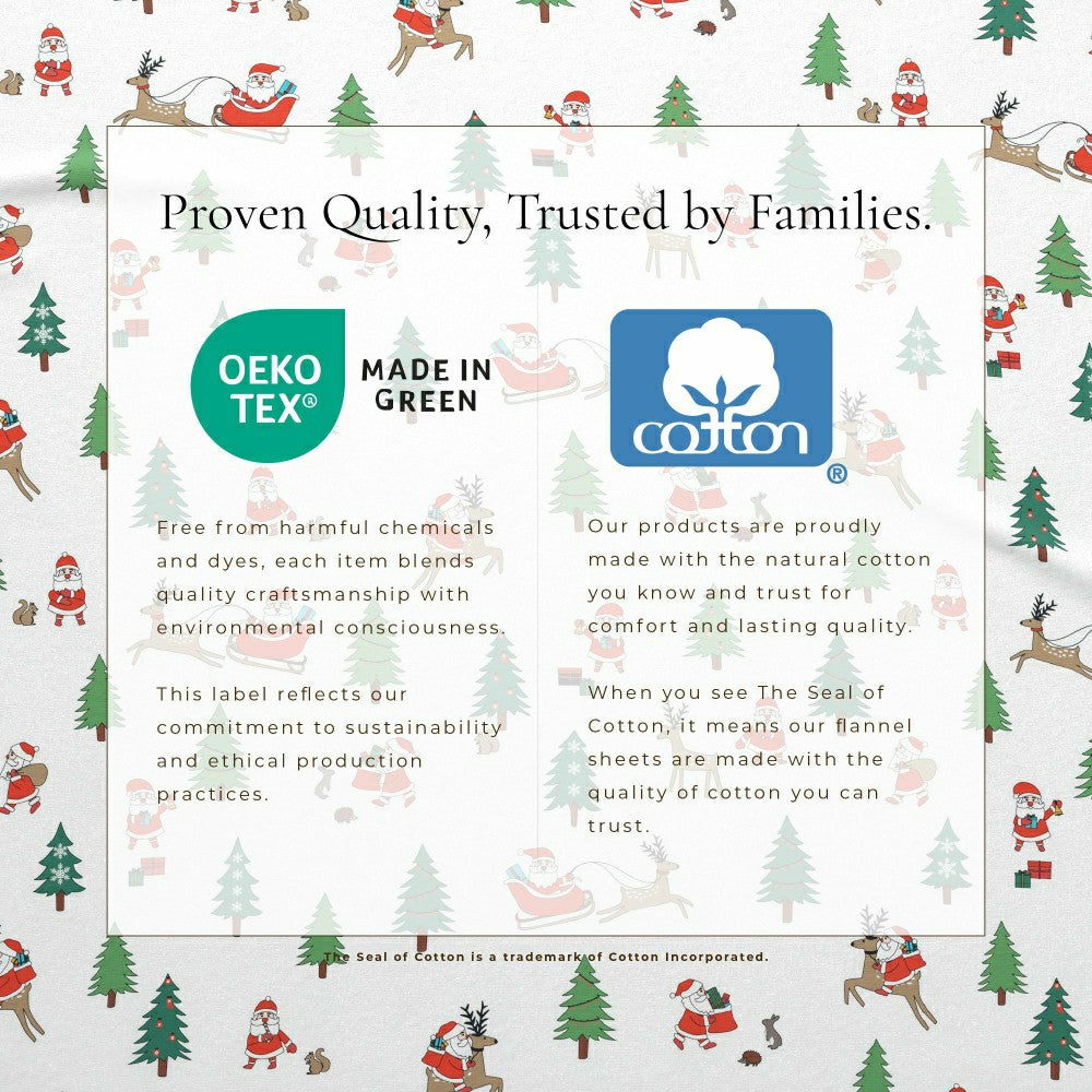 Plow & Hearth 4-Piece Turkish Cotton Christmas Flannel Sheet - Whittaker Collection