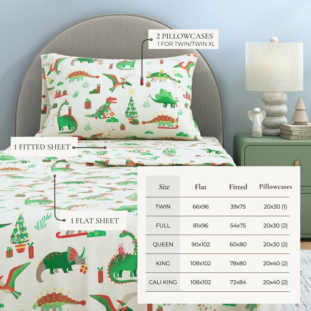 Plow & Hearth 4-Piece Turkish Cotton Christmas Flannel Sheet - Whittaker Collection