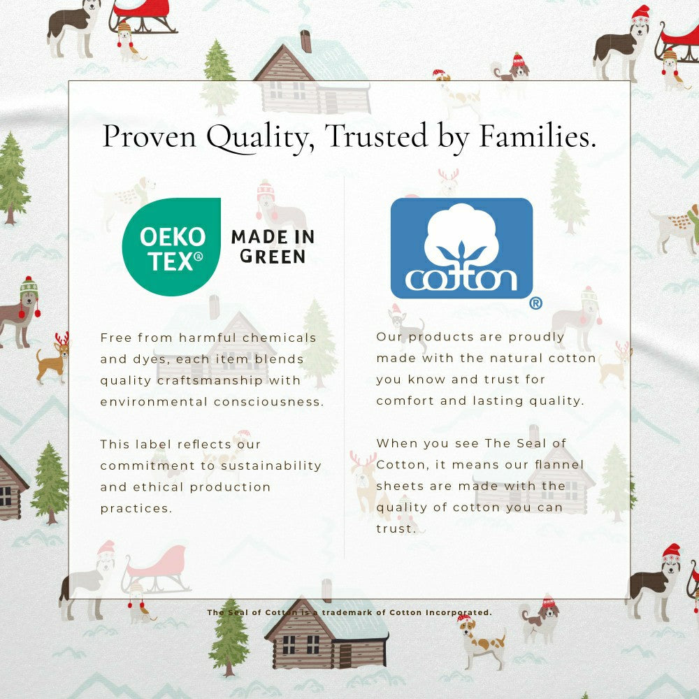 Plow & Hearth 4-Piece Turkish Cotton Christmas Flannel Sheet - Whittaker Collection