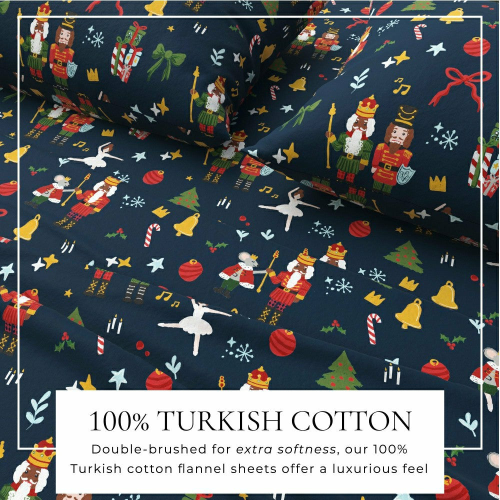 Plow & Hearth 4-Piece Turkish Cotton Christmas Flannel Sheet - Whittaker Collection