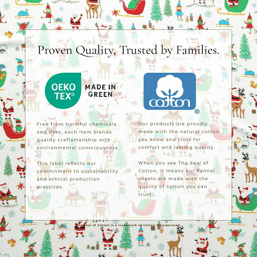 Plow & Hearth 4-Piece Turkish Cotton Christmas Flannel Sheet - Whittaker Collection