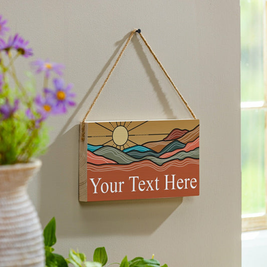 Plow & Hearth Southwest/Texas Everyday Hanging Signs w/rope Landscape (11“x6”)​