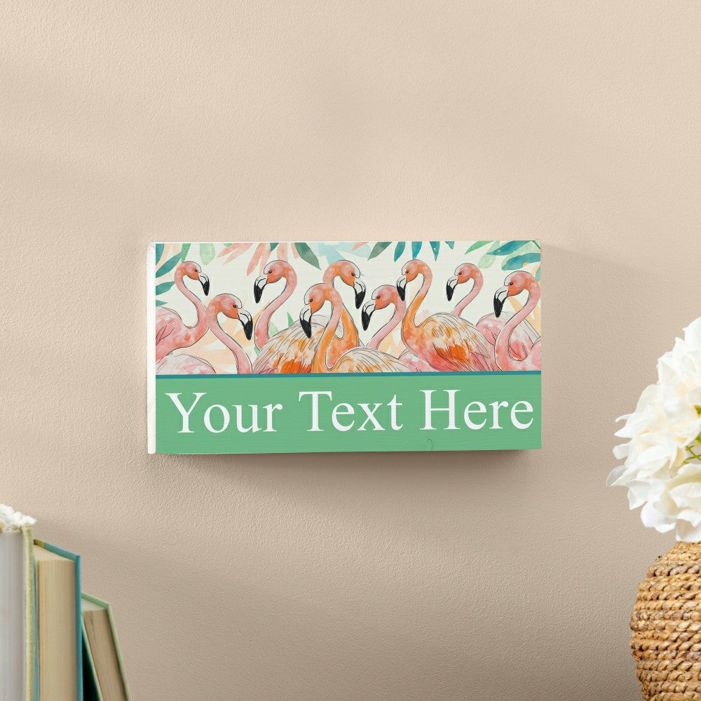 Plow & Hearth Southwest/Texas Palm Beach Flamingos Hanging Signs w/rope Landscape (11“x6”)​
