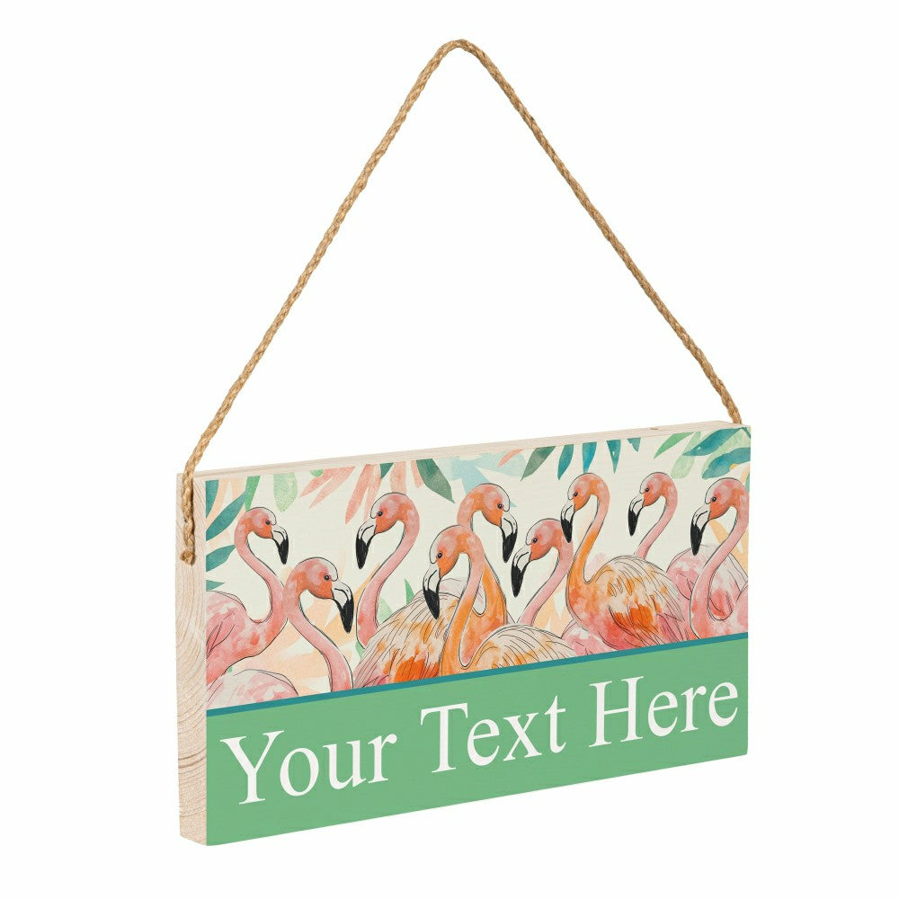 Plow & Hearth Southwest/Texas Palm Beach Flamingos Hanging Signs w/rope Landscape (11“x6”)​