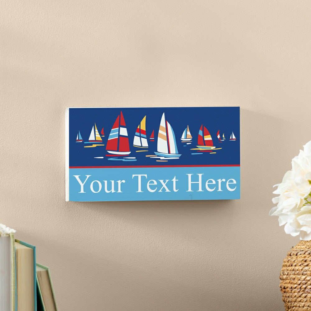 Plow & Hearth Southwest/Texas Sailboats Hanging Signs w/rope Landscape (11“x6”)​