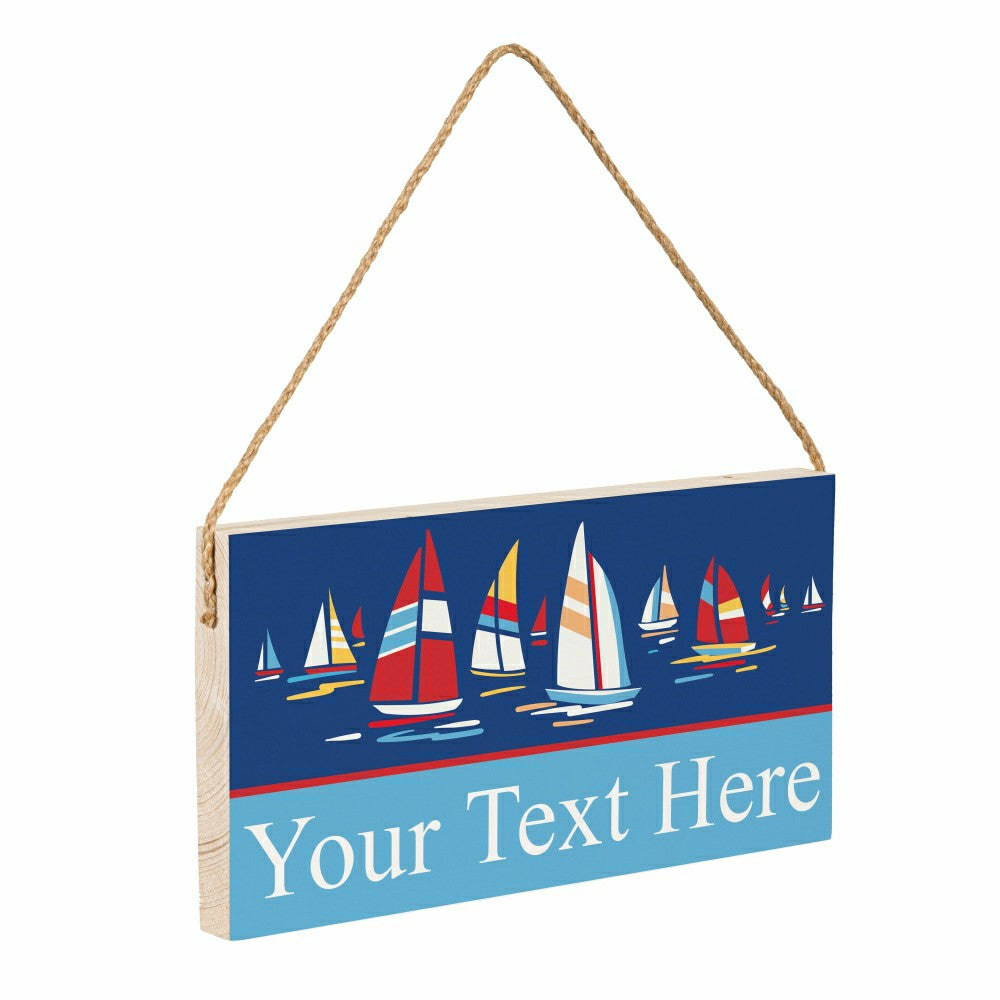 Plow & Hearth Southwest/Texas Sailboats Hanging Signs w/rope Landscape (11“x6”)​