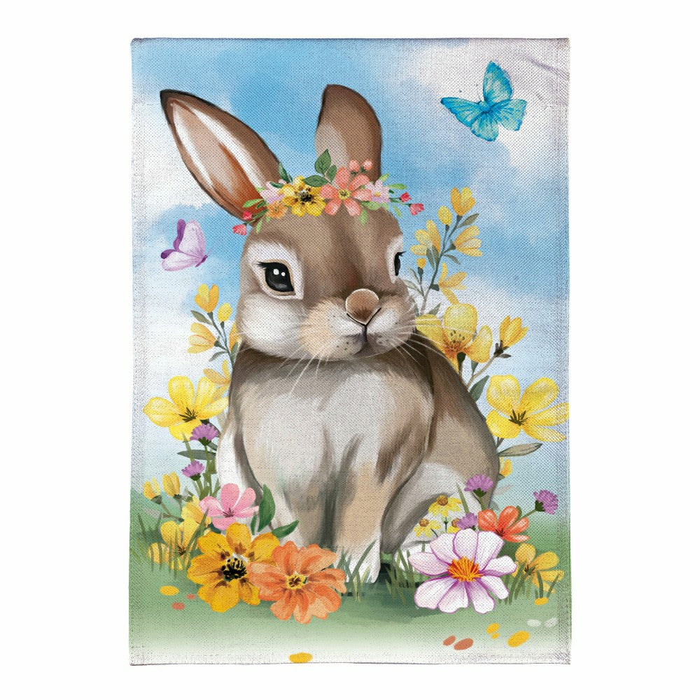 Plow & Hearth Hop Into Spring Floral Burlap Garden Flag