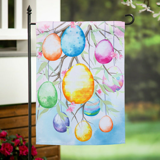 Plow & Hearth Hop Into Spring Egg Tree Suede Garden Flag