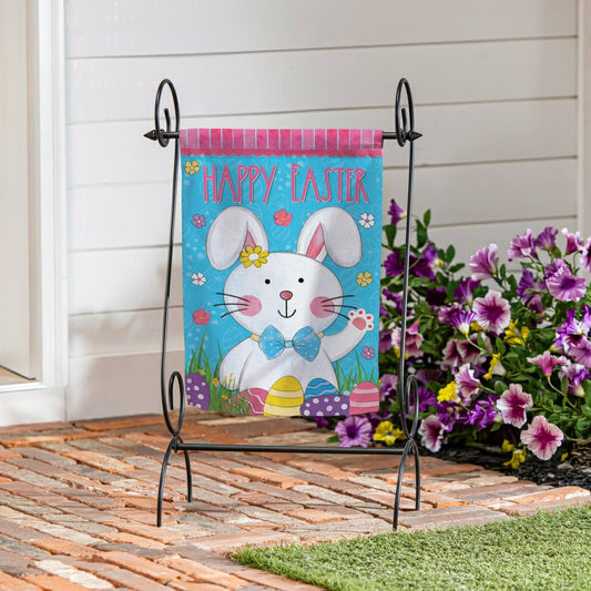 Plow & Hearth Bowtie Bunny Suede Garden Flag