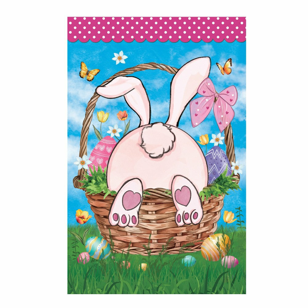 Plow & Hearth Basket Bunny Applique Garden Flag
