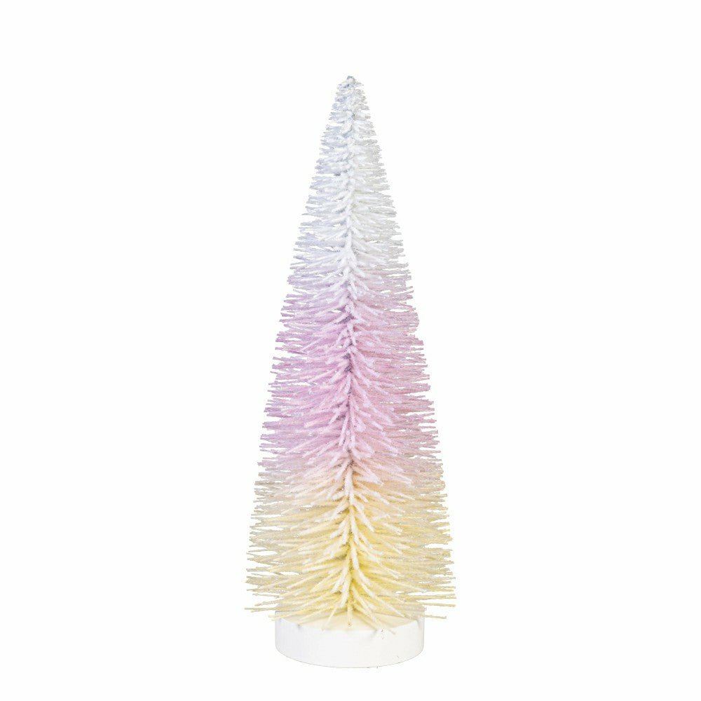 Plow & Hearth Bunny Blooms Table Decor Plastic Bottle Brush Ombre Tree, Set of 2