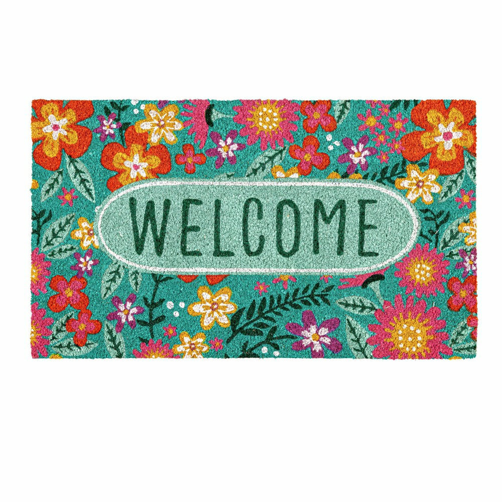 Plow & Hearth Floral Patterned Bunny Florals Coir Mat