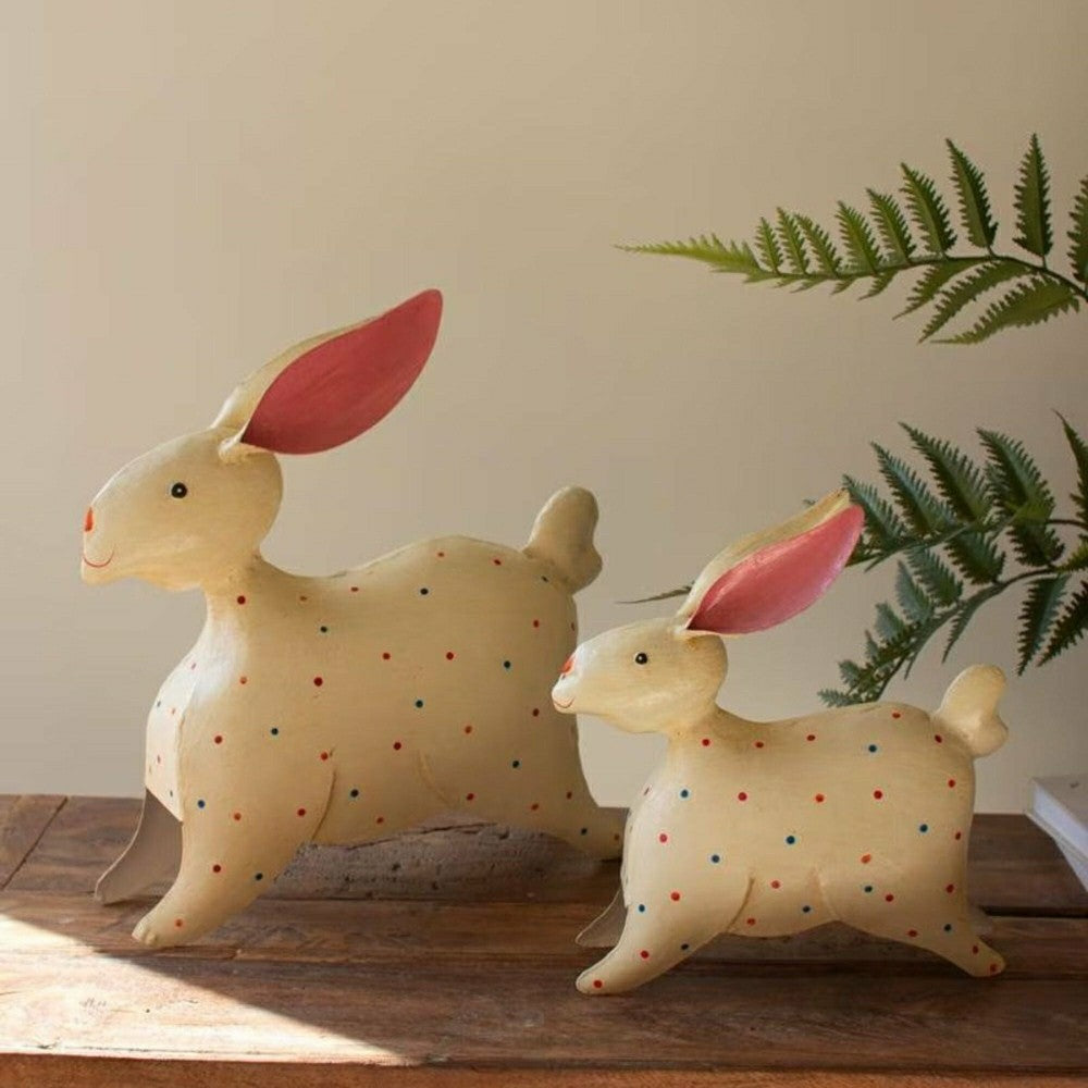 Plow & Hearth Metal Rabbit Garden Statue, Set of 2