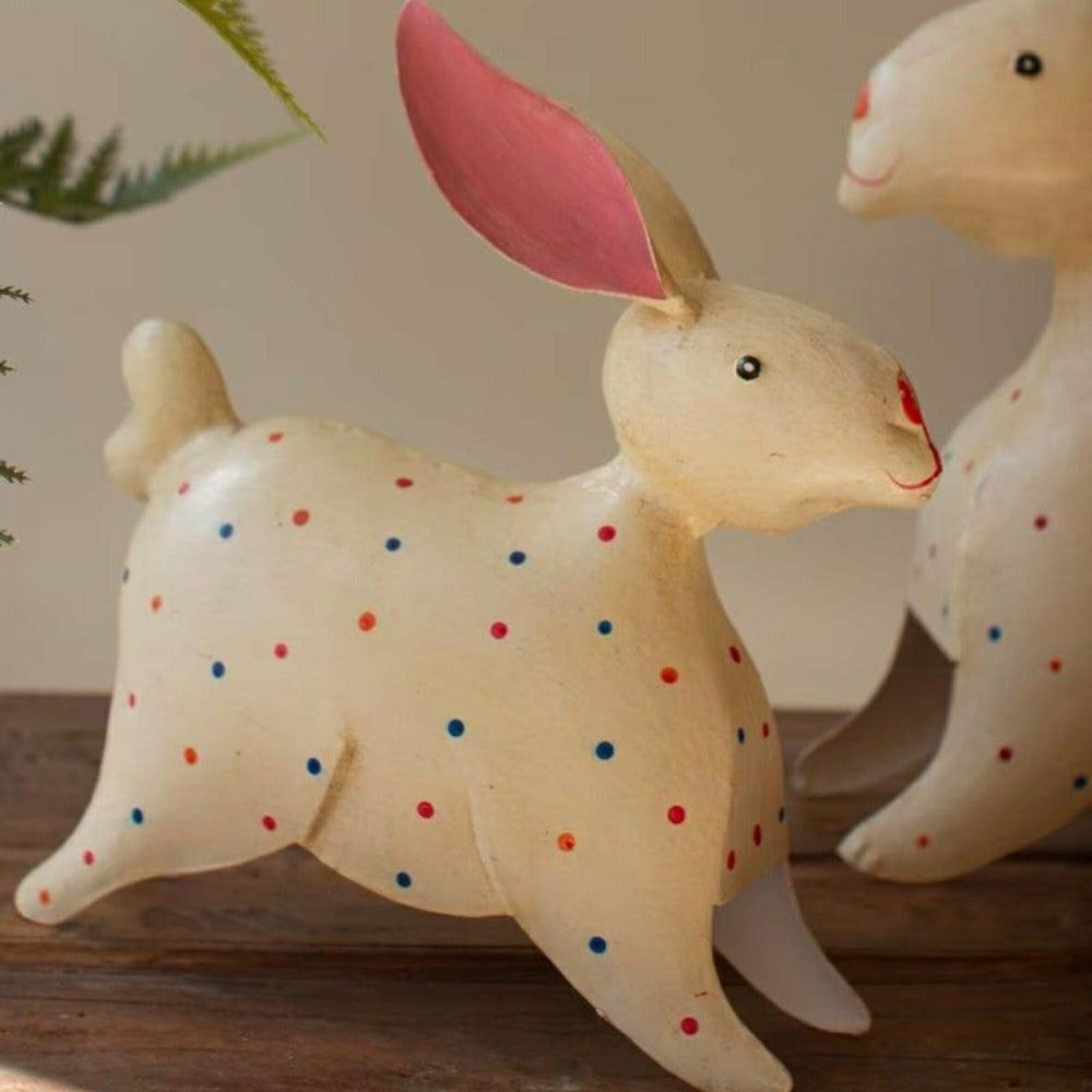 Plow & Hearth Metal Rabbit Garden Statue, Set of 2