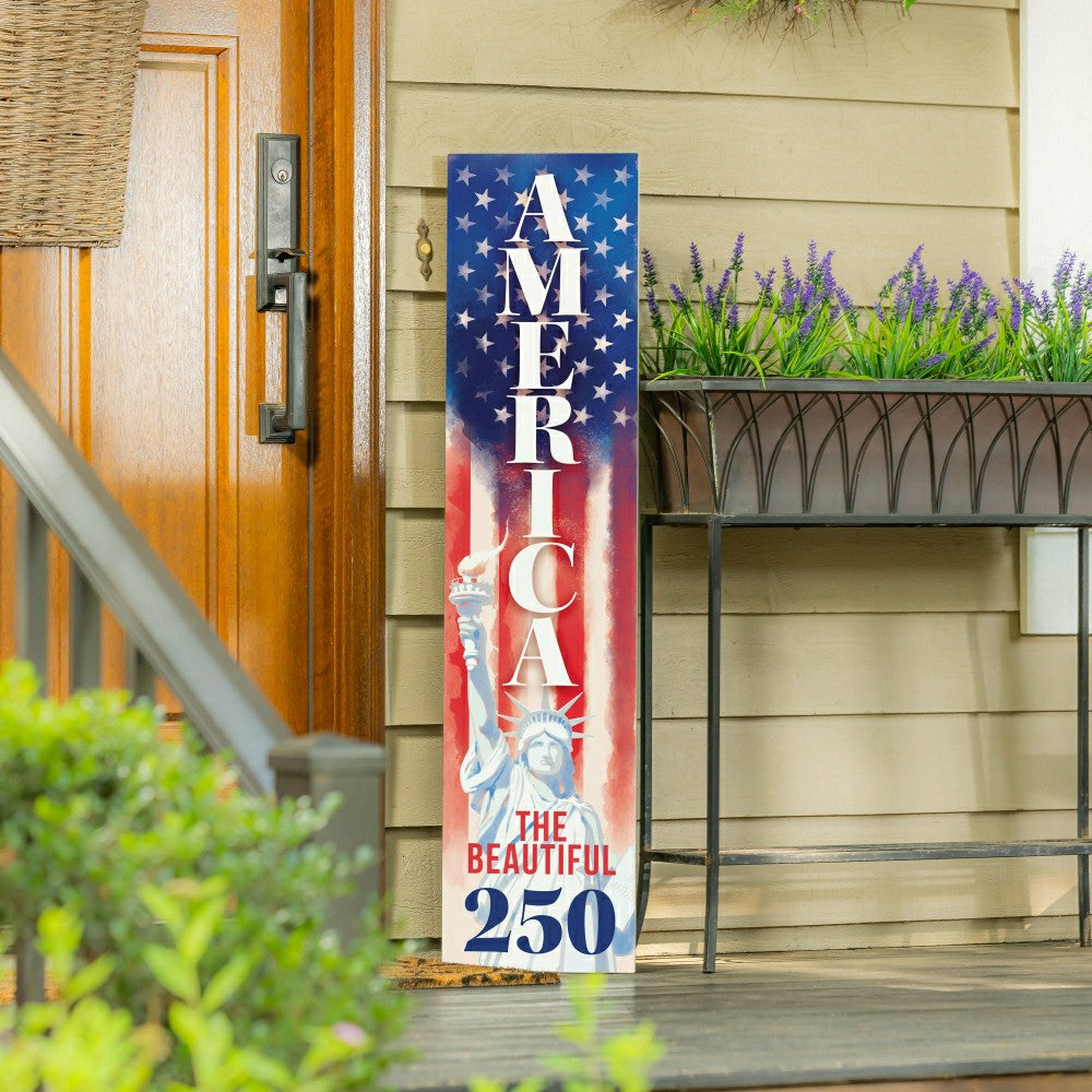 Plow & Hearth Red White & Bloom Porch Leaner, America The Beautiful, 46"H