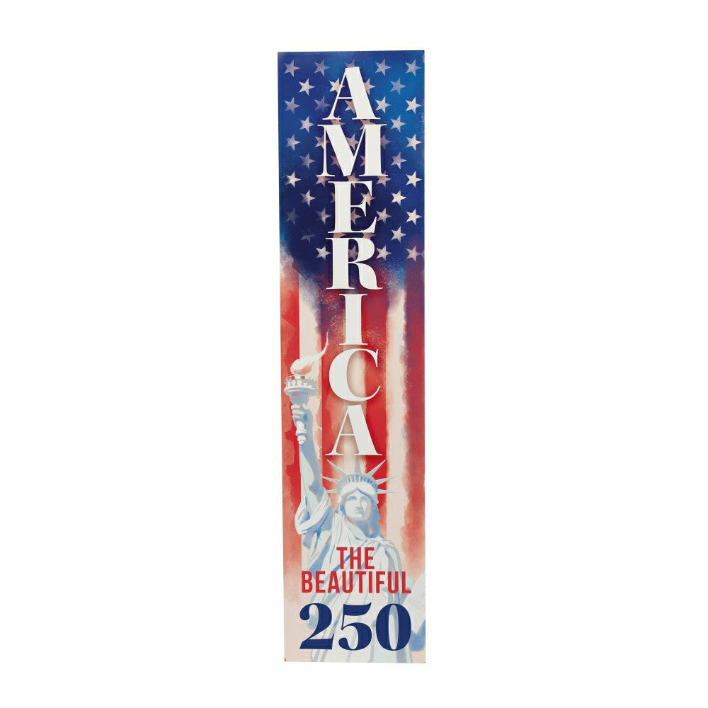 Plow & Hearth Red White & Bloom Porch Leaner, America The Beautiful, 46"H